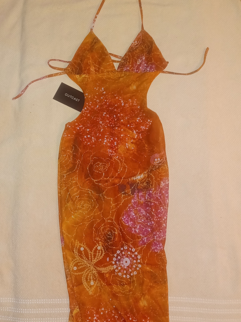 Outcast ESMERELDA Cutout Maxi Dress In Golden Crystal, XS NWT! - Picture 6 of 8